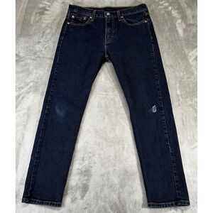 Levis 502 Taper Fit Jeans Mens 30x30 Dark Wash Blue Good Distressed 29507-2928